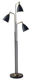 Lampe à pied Jetty de 62 po noire et dorée à 3 ampoules