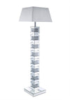 Lampe à pied somptueuse Memphis de 54,3 po avec verre, miroir et cristaux en acrylique