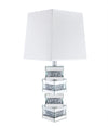 Lampe de table somptueuse Memphis de 29,9 po avec verre, miroir et cristaux en acrylique