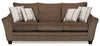 Sofa Febe de 85 po de format condo fabriqué au Canada en tissu de chenille avec accoudoirs évasés et coussins décoratifs - brun