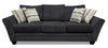 Grand sofa-lit Febe de 100 po fabriqué au Canada en tissu de chenille avec accoudoirs évasés - gris anthracite
