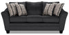 Sofa-lit double Febe de 85 po de format condo fabriqué au Canada en tissu de chenille avec accoudoirs évasés - gris anthracite