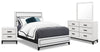 Ensemble de chambre à coucher Kate 6 pièces avec lit, commode, miroir et table de nuit, blanc - format grand lit