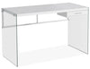 Bureau d’ordinateur Kylie de 48 po avec tiroir - blanc avec pattes en verre