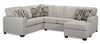 Sofa sectionnel de droite Verona 2 pièces fabriqué au Canada en tissu d’apparence lin avec coussins amovibles - beige