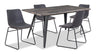 Ensemble de salle à manger Amos 5 pièces en métal avec table de 60 po (L) et 4 chaises - gris