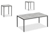 Ensemble 3 tables modernes Easton de 42 po (table à café et 2 tables de bout) - grise avec pattes en métal noir