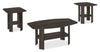 Ensemble 3 tables rustiques Everest de 35,5 po (table à café et 2 tables de bout) avec tablette - chêne brun