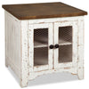 Table de bout rustique Benjy de 24 po avec rangement - bois deux teintes
