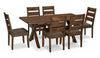 Ensemble de salle à manger Plum 7 pièces en bois avec table de 70,75 po (L), apparence de bordures Live Edge et 6 chaises - brun muscade