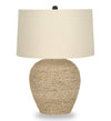 Lampe de table de 25 po en rotin avec abat-jour beige