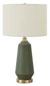 Lampe de table de 26 po en céramique verte et dorée