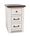 Table de fauteuil rustique Morgan de 16 po avec rangement - blanche avec bois recyclé