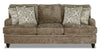 Sofa Bellmont de 89 po fabriqué au Canada en tissu de chenille avec coussins réversibles et pattes en bois - brun caramel