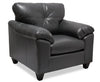 Fauteuil Addison de 42 po fabriqué au Canada en tissu d’apparence cuir avec coussin de dossier capitonné - gris