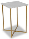 Table de fauteuil Mia de 15,75 po en imitation de marbre - blanche et dorée