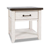 Table de bout rustique Morgan de 24 po avec rangement et tablette - blanche avec bois recyclé