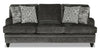Sofa Bellmont de 89 po fabriqué au Canada en tissu de chenille avec coussins réversibles et pattes en bois - gris anthracite