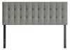 Tête de lit rembourrée Ellis en tissu gris avec capitonnage à boutons - format grand lit