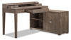 Bureau réversible Jude de 55 po à 3 tiroirs avec armoire - noisette