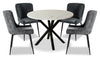Ensemble de salle à manger Verona 5 pièces en métal avec table ronde de 42 po (L), dessus en marbre synthétique et 4 chaises Lexi - gris
