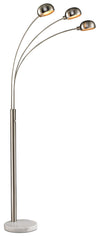Lampe à pied arquée de 72 po acier brossé à 3 ampoules