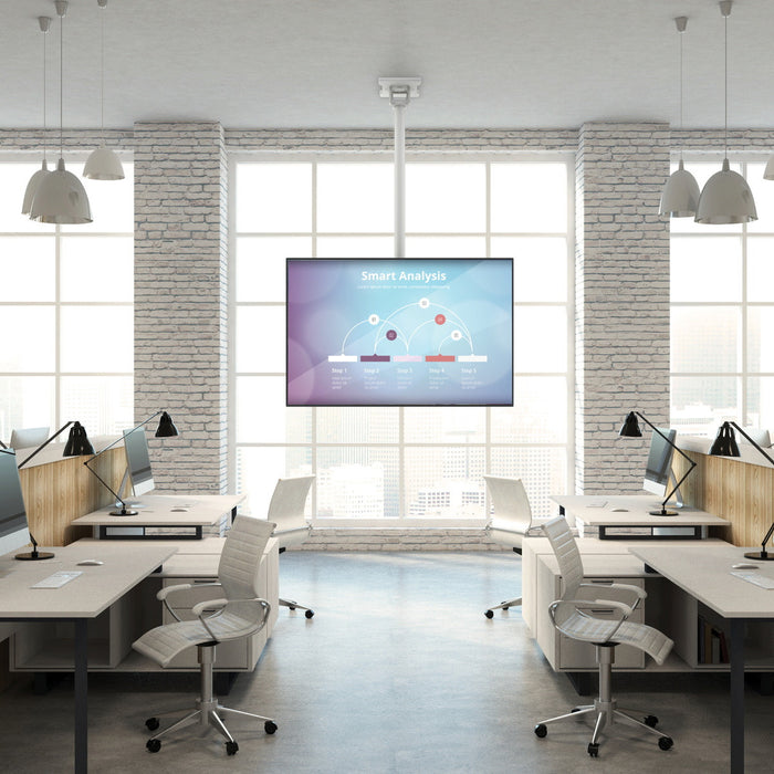 Support mural de plafond reglable en hauteur Kanto CM600 pour televiseurs de 40 a 80 pouces, blanc