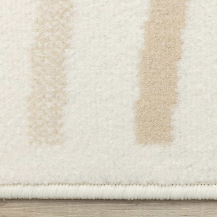 Carpette Forte crème, beige et brune à motif de lignes courbées - 5 pi 3 po x 7 pi 5 po