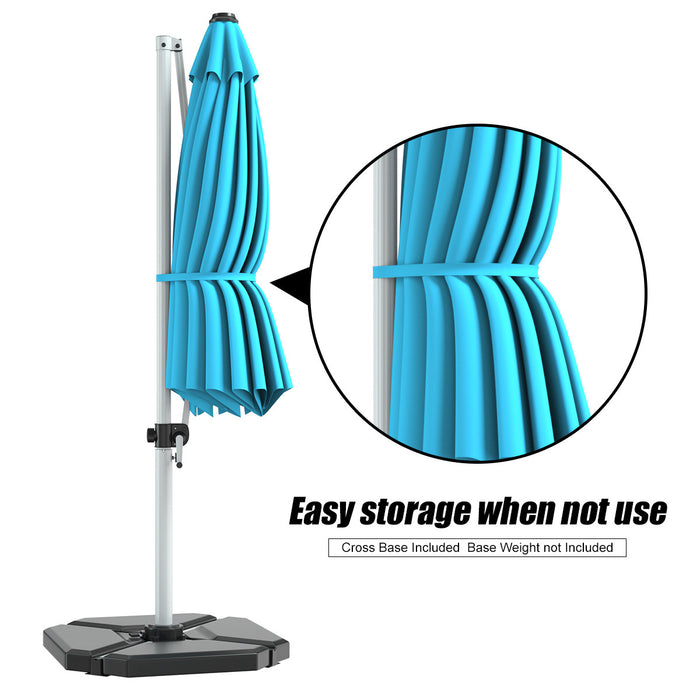 Costway Parasol deporte pour patio de 11 pieds, rotation a 360 degres, inclinaison en aluminium, turquoise