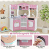 Honeyjoy Corner Kitchen Playset With Coffee Machine Oven Microwave Washing Machine Pink