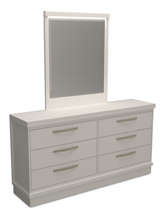 Commode de chambre à coucher Alpine de 62 po (L) x 32 po (H) à 6 tiroirs, fabriquée au Canada - blanche
