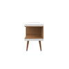 Manhattan Comfort Utopia 70.47" TV Stand with Splayed Wooden Legs & 4 Shelves - White Gloss & Maple Cream|Meuble pour téléviseur Utopia de Manhattan Comfort de 70,47 po avec pattes évasées en bois et 4 tablettes - blanc lustré et crème d'érable