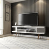 Manhattan Comfort Utopia 70.47" TV Stand with Splayed Wooden Legs & 4 Shelves - White|Meuble pour téléviseur Utopia de Manhattan Comfort de 70,47 po avec pattes évasées en bois et 4 tablettes - blanc
