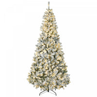 Homcom Arbre De Noel Artificiel Floque De Neige De 7,5 Pieds Avec Lumieres