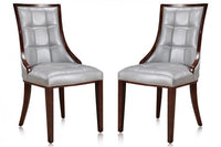 Ensemble 2 chaises de salle à manger Fifth Avenue de Manhattan Comfort en similicuir - argenté et noyer