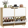 HOMCOM Armoire a Chaussures avec 4 Tiroirs Basculants, Bois Naturel
