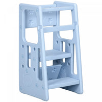 Qaba Tabouret A 2 Marches Toddler Kitchen Helper Avec Plateforme A Hauteur Reglable Et Rail De Secur