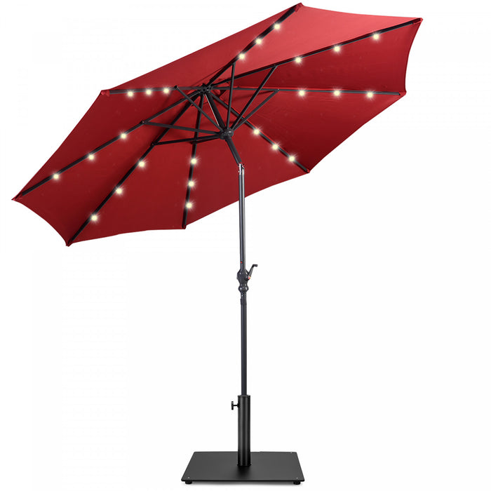 Costway Parasol Solaire de Patio 10ft Lumieres Solaires Exterieur avec Pied de Parasol en Acier de 36 LBS