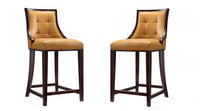  Tabouret de comptoir traditionnel en bois avec assise rembourree Fifth Avenue, coloris camel - Lot de 2