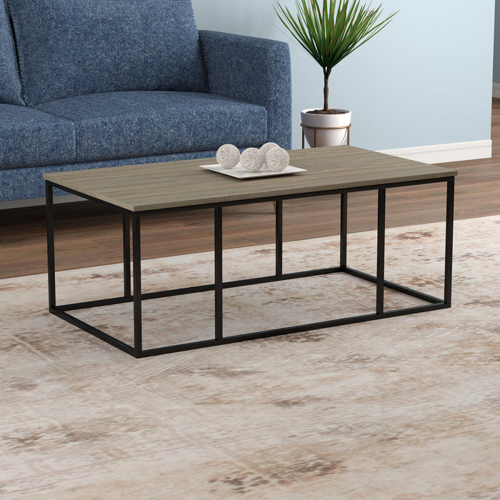 Table à café de 43 po - taupe foncé avec métal noir