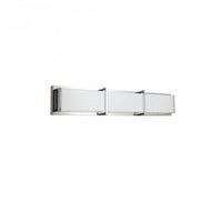 Lumière de coiffeuse Winston de Dainolite en acrylique blanc qui diffuse la lumière, avec fini chromé poli et ampoule de 36 W