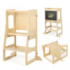 Costway 3-en-1 Cuisine Pliable Tour Debout Pour Tout-petits Avec Tableau A Crais Table De Sevrage Naturelle