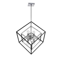 Luminaire suspendu Kappa de Dainolite avec fini chromé poli et noir mat, et 6 ampoules