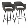 LumiSource Margarite Grey Faux Leather Contemporary Counter-Height Stool - Set of 2|Tabouret contemporain Margarite de hauteur comptoir en similicuir gris - ensemble de 2