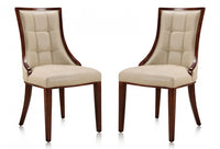 Ensemble 2 chaises de salle à manger Fifth Avenue de Manhattan Comfort en similicuir - crème et noyer