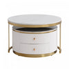 Thomas 27.6" Modern Round Coffee Table With 2 Storage Drawers - White | Table Basse Ronde Moderne Thomas De 27,6" Avec 2 Tiroirs De Rangement - Blanche