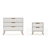 Rockefeller Mid-Century Modern 2-Piece Dresser Set in Off White | Ensemble de commode 2 pieces Rockefeller style mid-century moderne en blanc casse