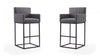 Ambassador Mid-Century Modern Metal Upholstered Barstool in Gray - Set of 2 Bar Stool | Tabouret de bar rembourre en metal gris style mid-century modern Ambassador - Lot de 2