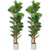HOMCOM Faux Fiddle Leaf Fig Tree Set of 2, 5FT Fake Tree for Indoor Decor