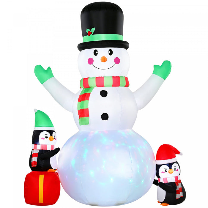 Outsunny bonhomme de neige gonflable de Noel 2,43 m, decoration exterieure avec LED